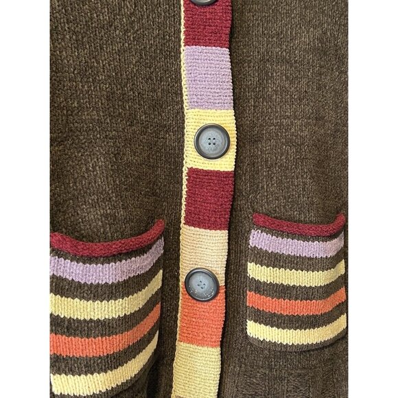 Christopher Banks Crochet Tight Knit Sweater Big Button Cardigan Size Medium - Picture 4 of 12